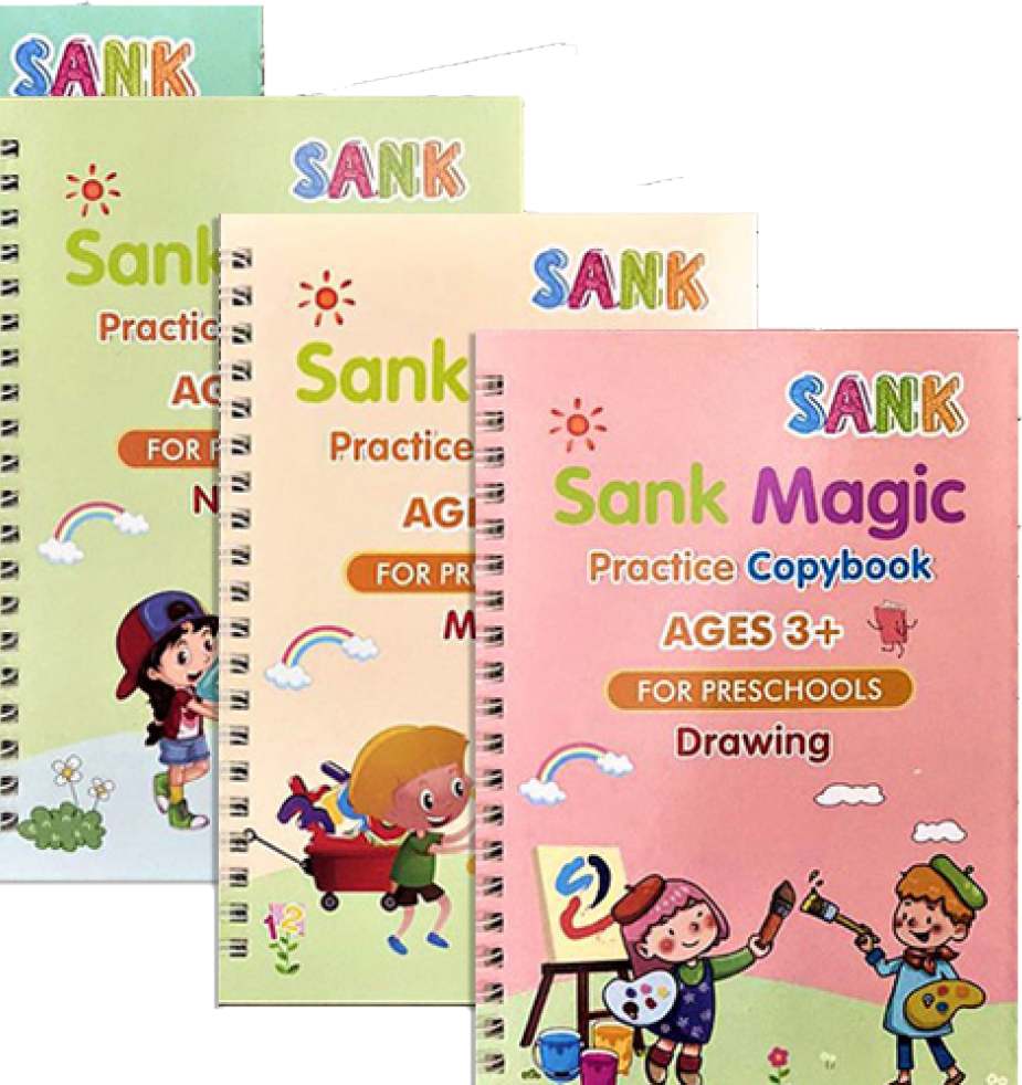 Reusable Sank Magic Book Set – Montessori Learning for Kids (4 Books, 5 Refills, 1 Pen)