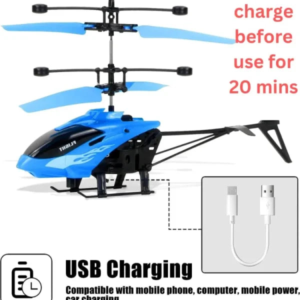 Rechargeable Flying Hand Sensor Control Helicopter | Sensing Flight With Lights, Hand Sensor Controlled Aircraft, Withstanding Impact And Playing