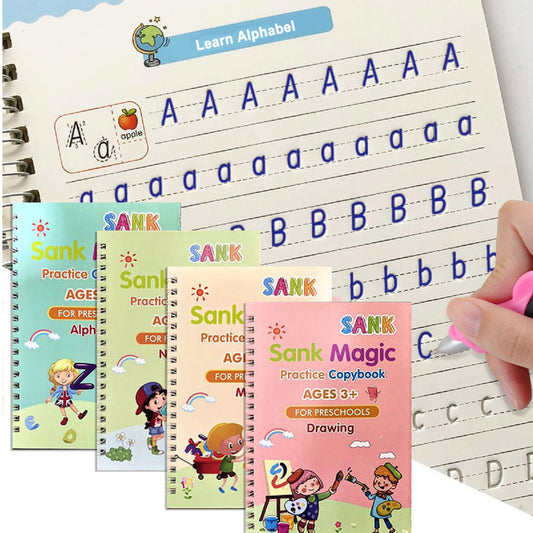 Reusable Sank Magic Book Set – Montessori Learning for Kids (4 Books, 5 Refills, 1 Pen)