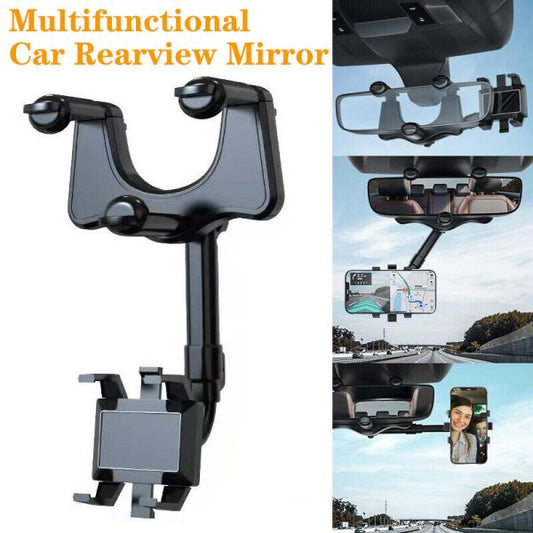 Spin Mirror Car Phone Holder – 360° Rotatable & Retractable Mount